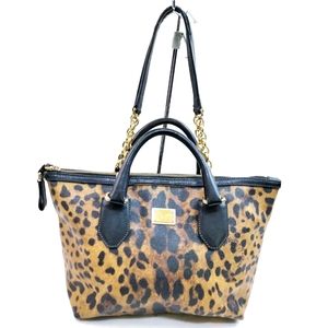 Dolce & Gabbana Leopard Print Shoulder Bag Coated Canvas Shoulder bag /hand bag